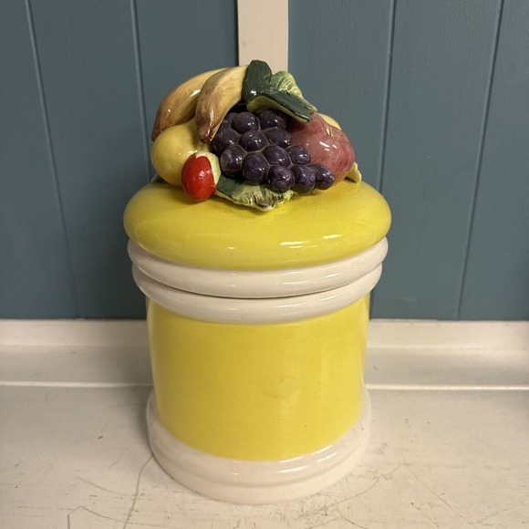 Vtg Seymour Mann Large 8” Ceramic Fruit Biscuit Jar Canister Pottery Japan - Picture 2 of 10
